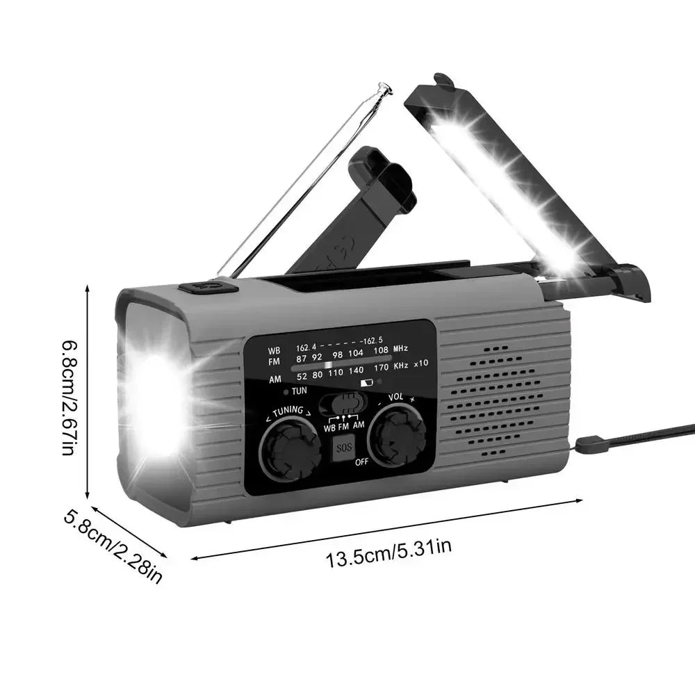 Radio meteorológica - Carga solar y manivela ¡NUNCA INCOMUNICADO!