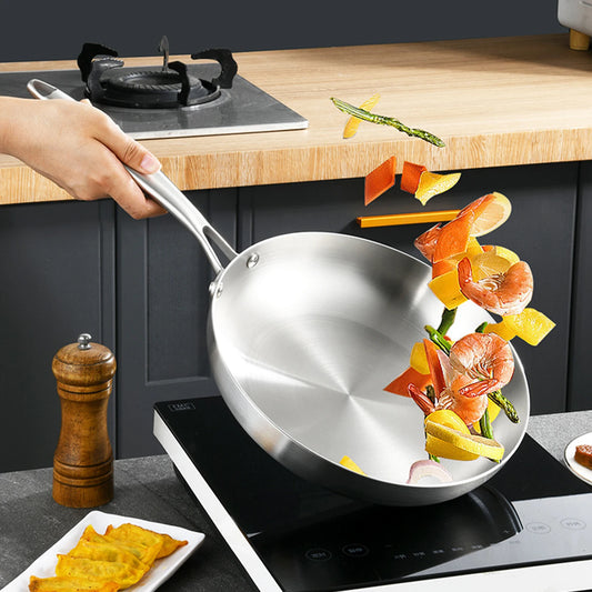 Inquebrantable y Saludable: Sartén de Acero Inoxidable 304 de Alta Calidad (24/28 cm) - Libre de Antiadherentes Químicos Tóxicos