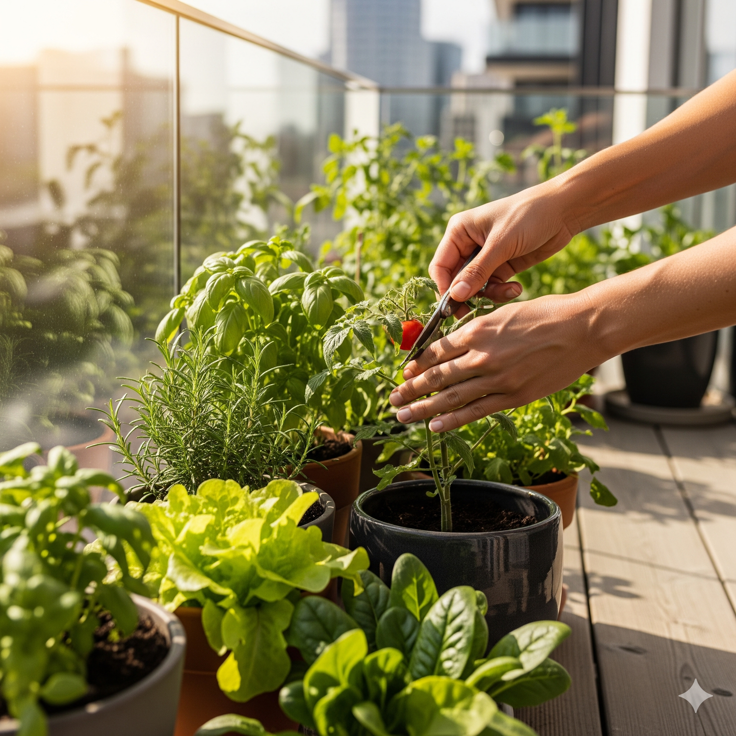 Cultivo ecológico - huerto urbano en un balcón