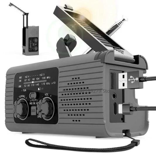Radio meteorológica - Carga solar y manivela ¡NUNCA INCOMUNICADO!