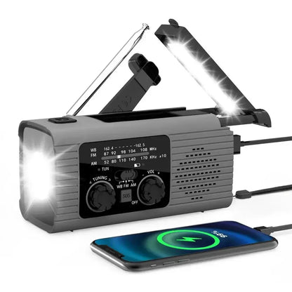 Radio meteorológica - Carga solar y manivela ¡NUNCA INCOMUNICADO!