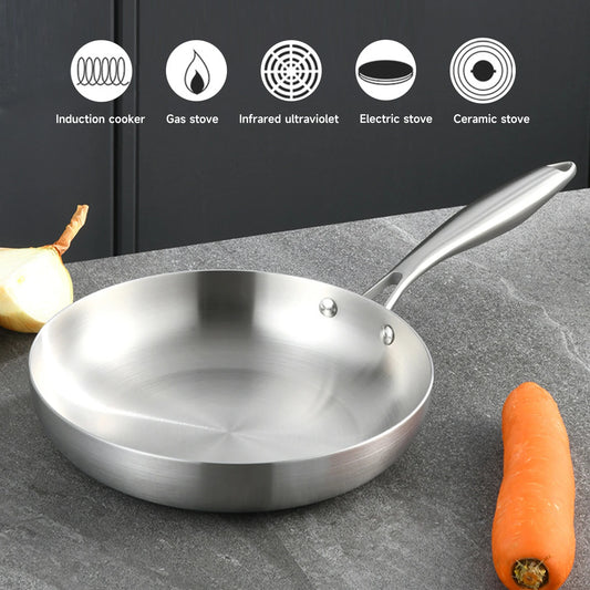 Inquebrantable y Saludable: Sartén de Acero Inoxidable 304 de Alta Calidad (24/28 cm) - Libre de Antiadherentes Químicos Tóxicos