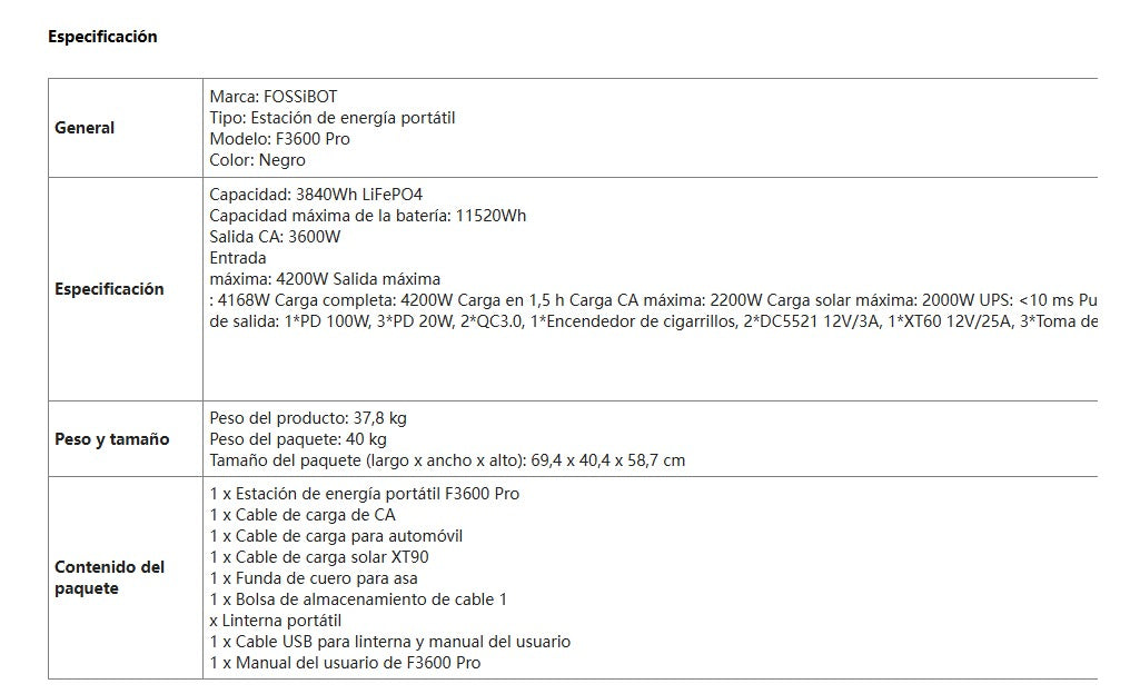 Poder Ilimitado para lo Inesperado: Estación de Energía Portátil F3600 Pro (3600W/11520Wh) - Tu Garantía de Autonomía Total