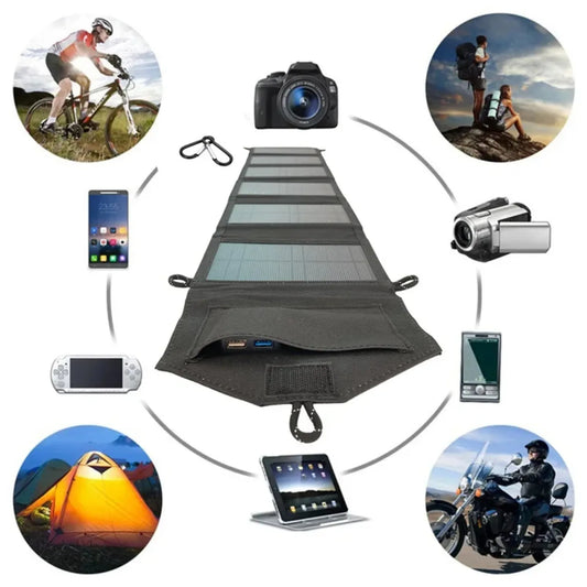 Energía Portátil Siempre Contigo: Panel Solar Plegable de 20W - Carga USB para Supervivencia y Aventura