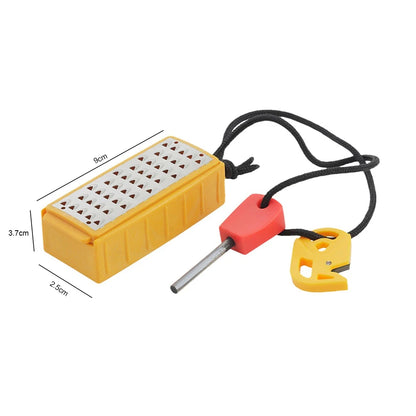 rallador de yesca amarillo y metálico pedernal con encabezado rojo y rascador amarillo
